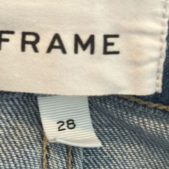 Frame Jeans Le Beau Crop Distressed Straight Raw Hem size 28 - Picture 7 of 11
